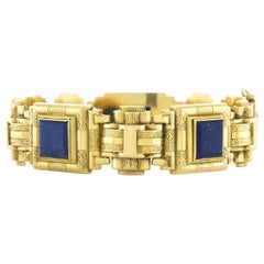 Secessionist Lapis and Gold Bracelet