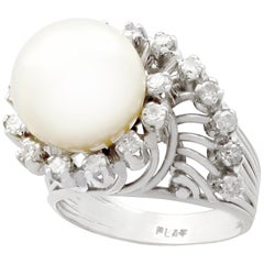 1960s South Sea Pearl and Diamond Platinum Cocktail Ring