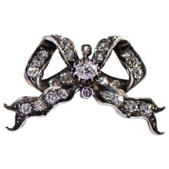 Antique Louis XVI Style Diamond Bow Brooch