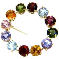 7 Carat Natural Gem Line Brooch Endless Assorted 14 Karat