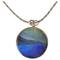 Dalben Design Sea Landscape Australian Boulder Opal and White Gold Necklace