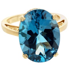 Unique 10.35 Carat Blue Topaz Gold Ring