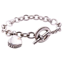 Used Lagos Sterling Silver Circle Link Bracelet with Heart Charm