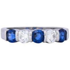 Vintage Tiffany & Co. Modern 1.46 Carat Diamond Sapphire Platinum Ring