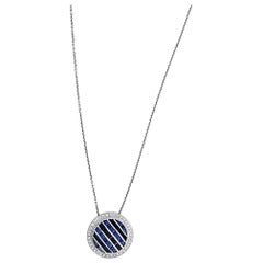 14 Karat White Gold .80 Carat Sapphire, Onyx and Diamond Necklace
