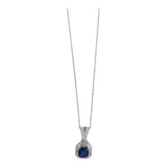 14 Karat White Gold .80 Carat Sapphire and Diamond Necklace