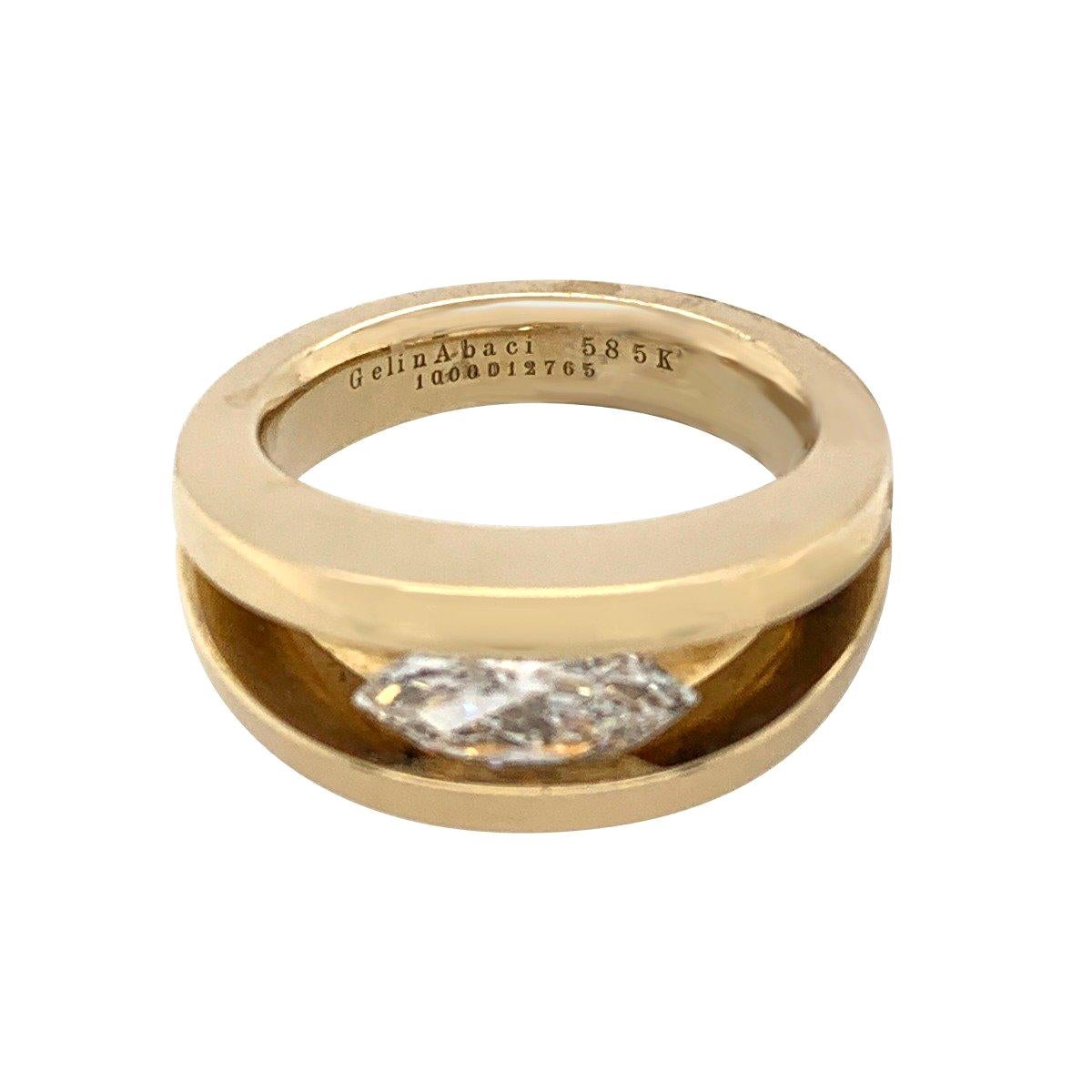 14 Karat Yellow Gold 1.10 Carat Diamond Ring For Sale