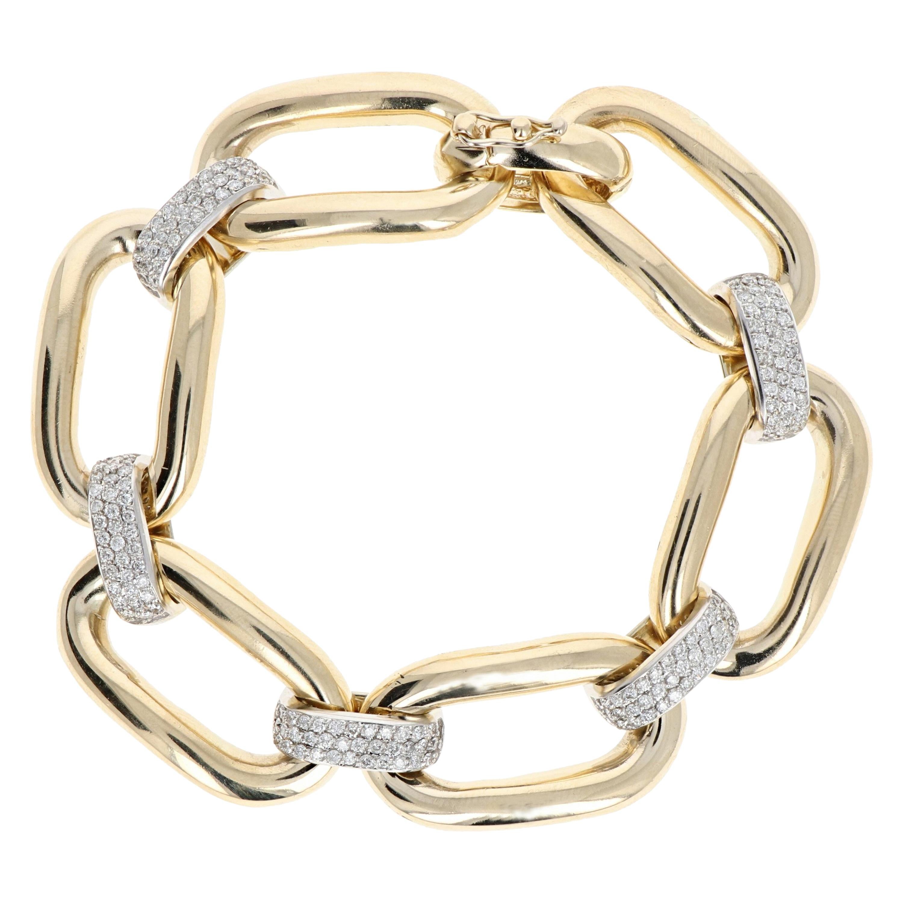 Vintage 14 Karat Yellow Gold 1 Carat Diamond Curb Link Bracelet at 1stDibs