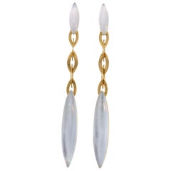 Boucles d'oreilles en or jaune Fuseau de Vhernier avec nacre et cristal de roche