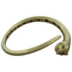 Tsavorite Panther Gold Cuff Bracelet