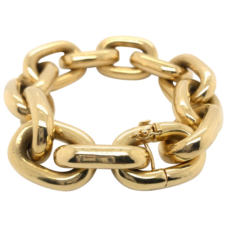 18 Karat Yellow Gold Big Link Chain Bracelet at 1stDibs big chain