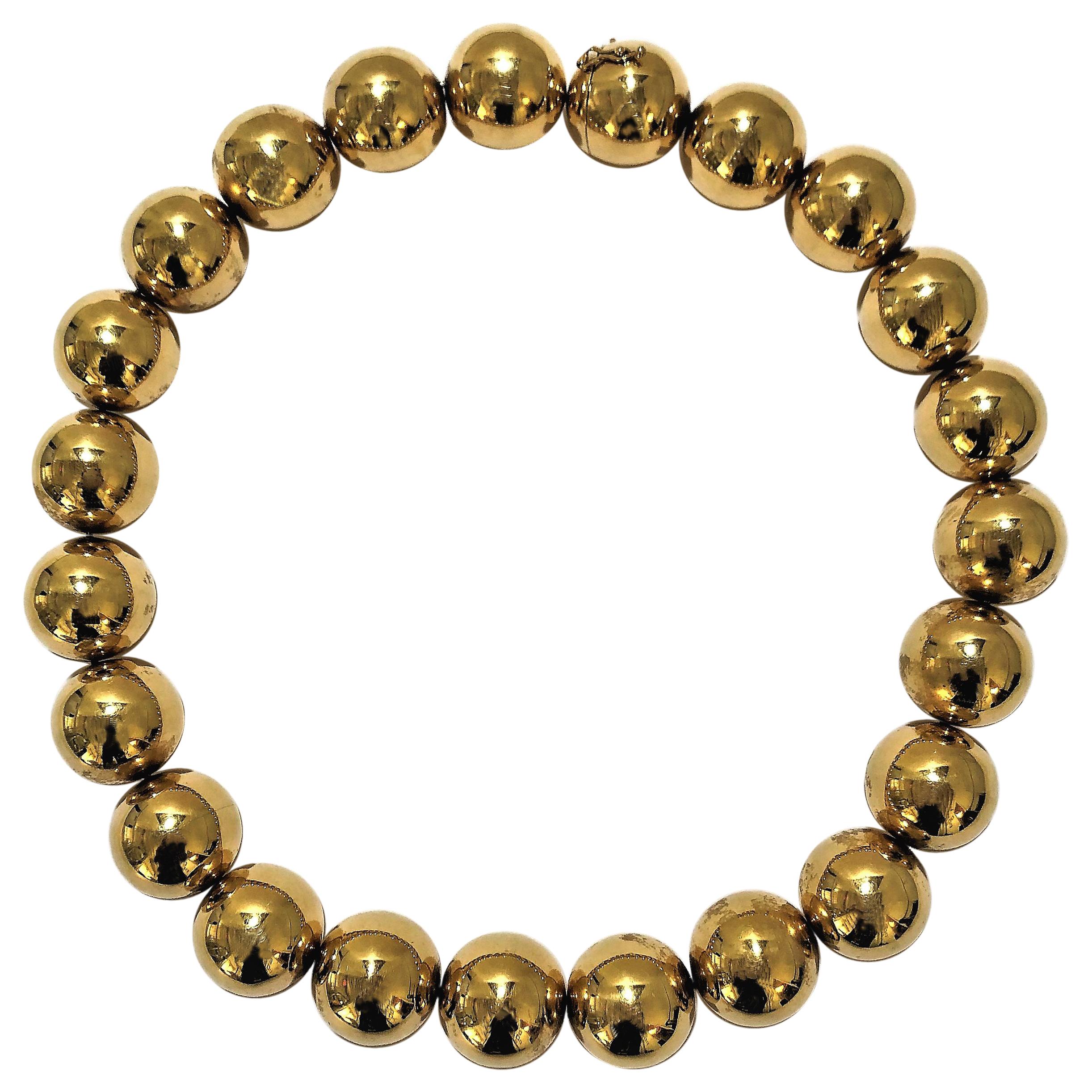Striking Vintage, 18 Karat Yellow Gold Ball Necklace