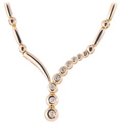 Elegant Graduated Diamond "V" Necklace .50 Carat 14 Karat Yellow Gold 23.6 Grams