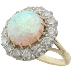 3.55 Carat Opal and 2.68 Carat Diamond Yellow Gold Cocktail Ring Circa 1999
