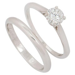 Cartier Diamond 1895 Solitaire Engagement Ring 0.50 Carat with Wedding Band