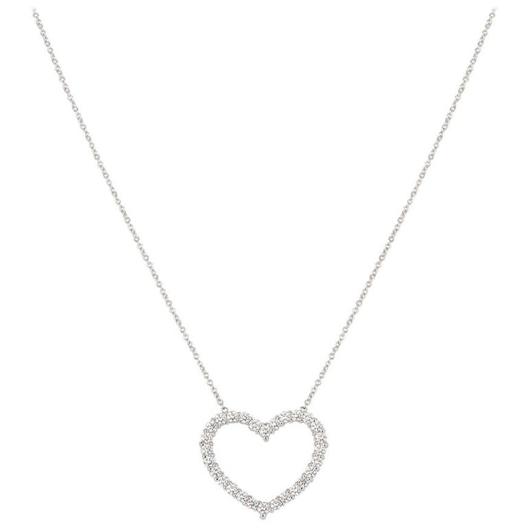 Tiffany and Co. Diamond Heart Pendant .84 Carat at 1stDibs