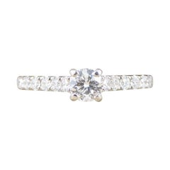 Contemporary Diamond Ring with Diamond Set Shoulders in 18 Carat White Gold