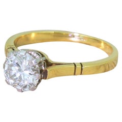 Midcentury 1.20 Carat Transitional Cut Diamond Engagement Ring