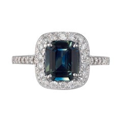 Peter Suchy GIA Certified 2.55 Carat Sapphire Diamond Platinum Halo Ring