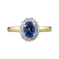 Sapphire and Diamond Cluster Ring in 18 Carat White and Yellow Gold