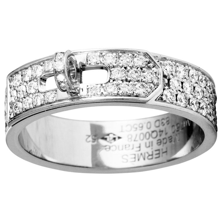 Hermès Kelly Diamond Pave White Gold Ring at 1stDibs