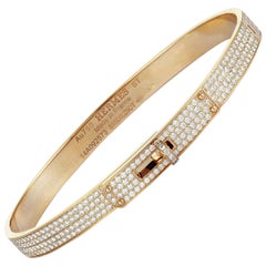 Hermès Kelly Diamond Pave Bangle Rose Gold Bracelet