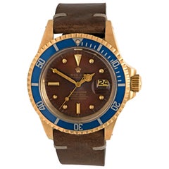 Rolex Submariner Yellow Gold Brown Tropical Nipple Dial Model 1680, circa 1966