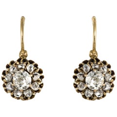19th Century Diamond Rose Gold Sleepers Earrings