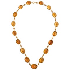 Victorian 15 Karat Yellow Gold Madeira Citrine Riviere Necklace
