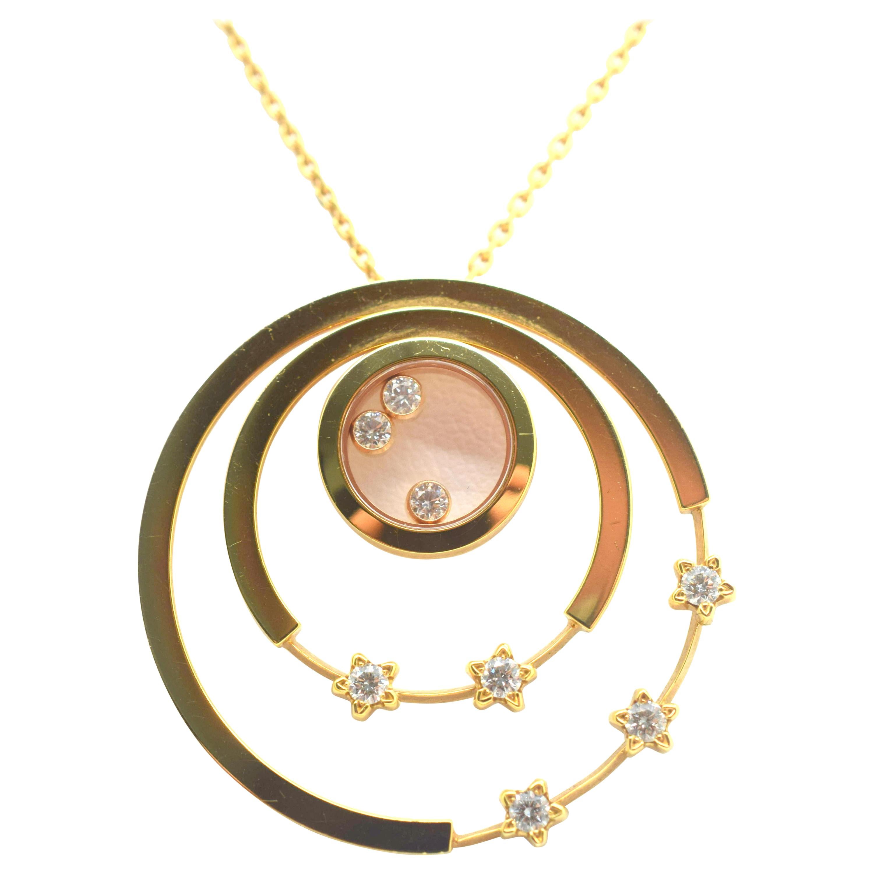 Chopard Happy Diamonds Hoop Stars Pendant Necklace 18 Karat