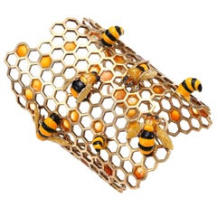 DELFINA DELETTREZ Gold Plated Silver Bees Cuff Bracelet