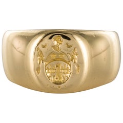 1960s Blazon 18 Karat Yellow Gold Signet Bangle Man Ring