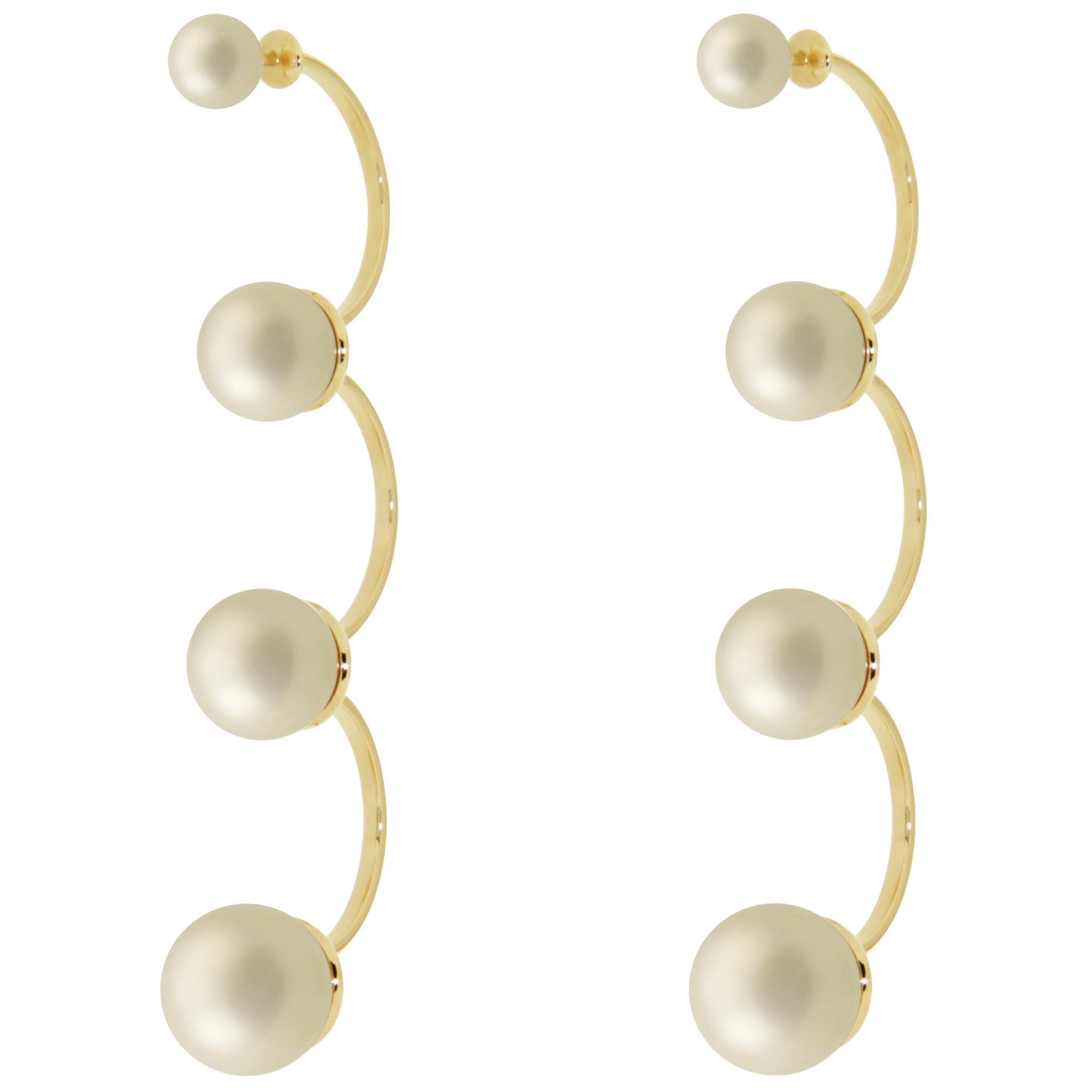DELFINA DELETTREZ Multipearl 18 Karat Gold Drop Earrings For Sale