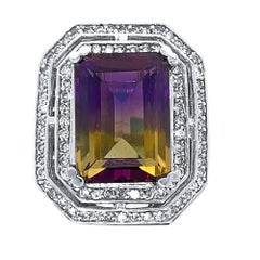 14 Karat White Gold Ametrine Diamond Ring