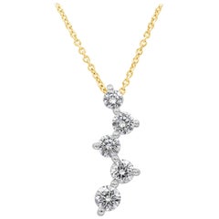 1.54 Carats Total Five-Stone Round Diamond Constellation Drop Pendant Necklace