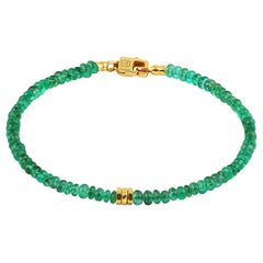 Tateossian Precious Stone Beaded Bracelet - Emerald & 18 Karat Yellow Gold