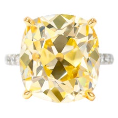 J. Birnbach GIA-zertifizierter 14::46 Karat Fancy Intense Yellow Old Mine Diamond Ring