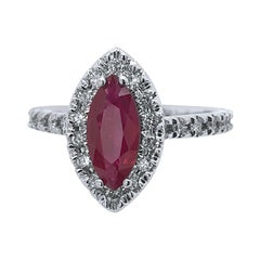 14 Karat White Gold Ruby Diamond Ring