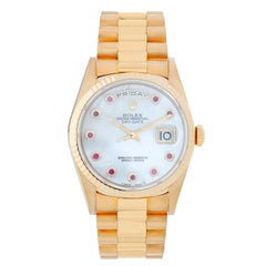 Used Men's Rolex President Day-Date Watch Mother of Pearl Ruby 18238