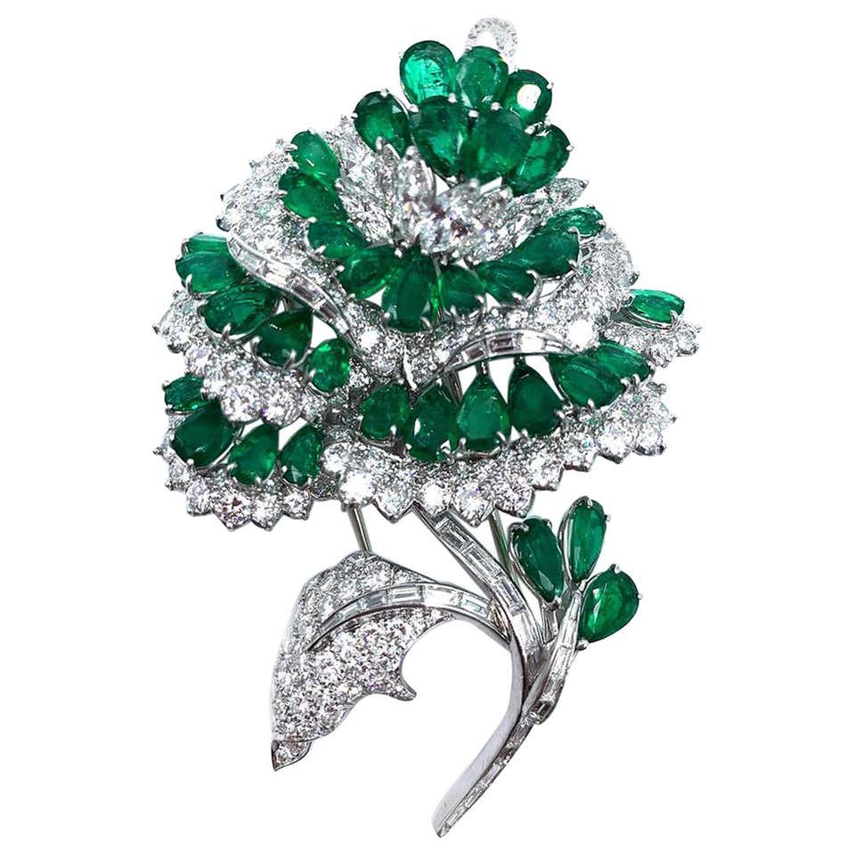 Antique Emerald Brooches - 576 For Sale at 1stdibs