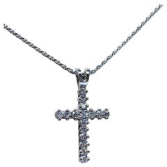 White Gold 0.25 Carat Round Diamond Cross Necklace