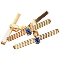 Vintage Van Cleef & Arpels Sapphire Yellow Gold Large Cufflinks