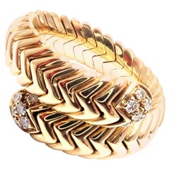 Bulgari Spiga Diamond Snake Yellow Gold Band Ring