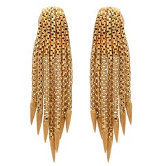 Italian 1970s 18 Karat Gold Tassel Fringe Earrings