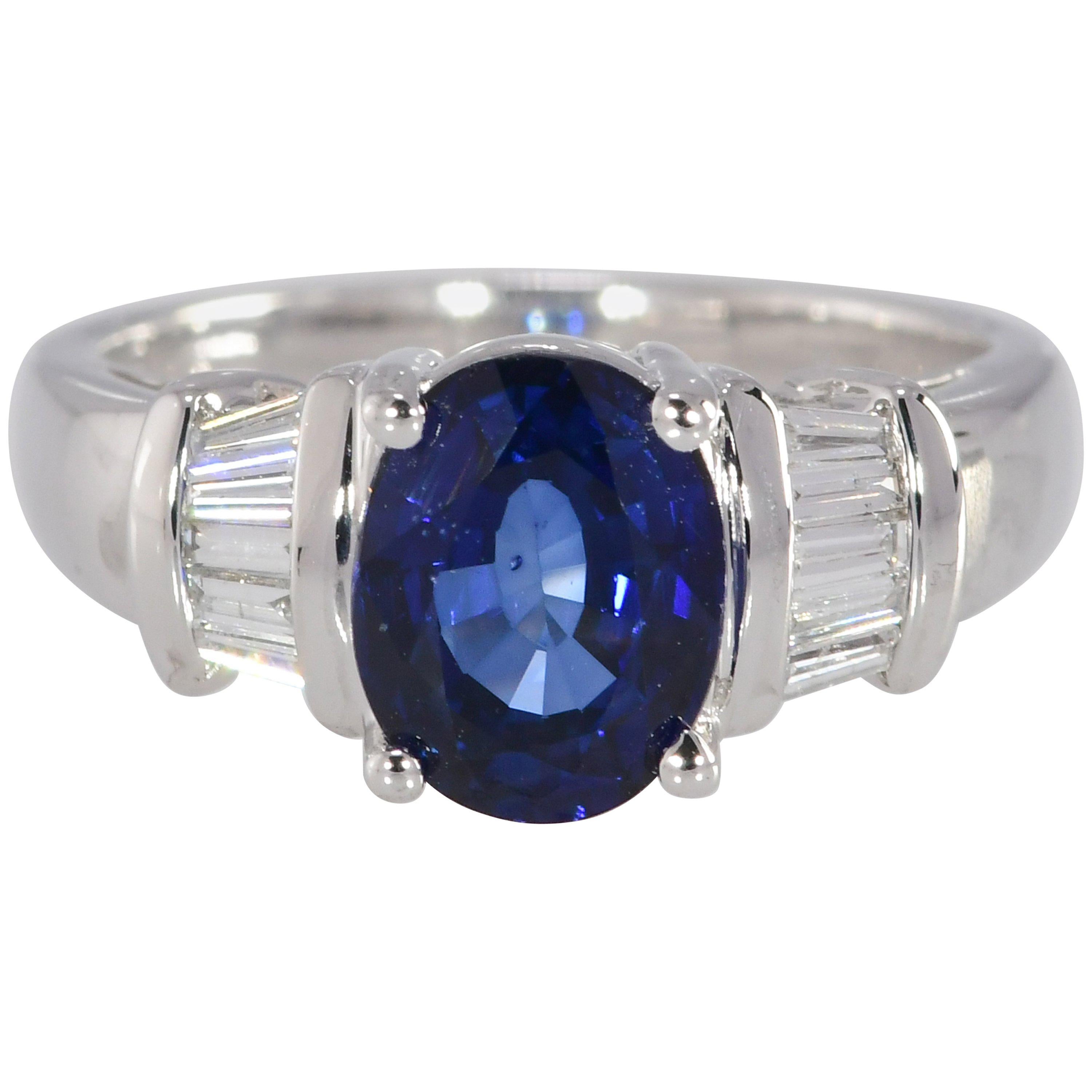 2.23 Ct. Diffused Sapphire & .25 Carat TW Diamond 14K White Gold Ring 5.60gm  For Sale