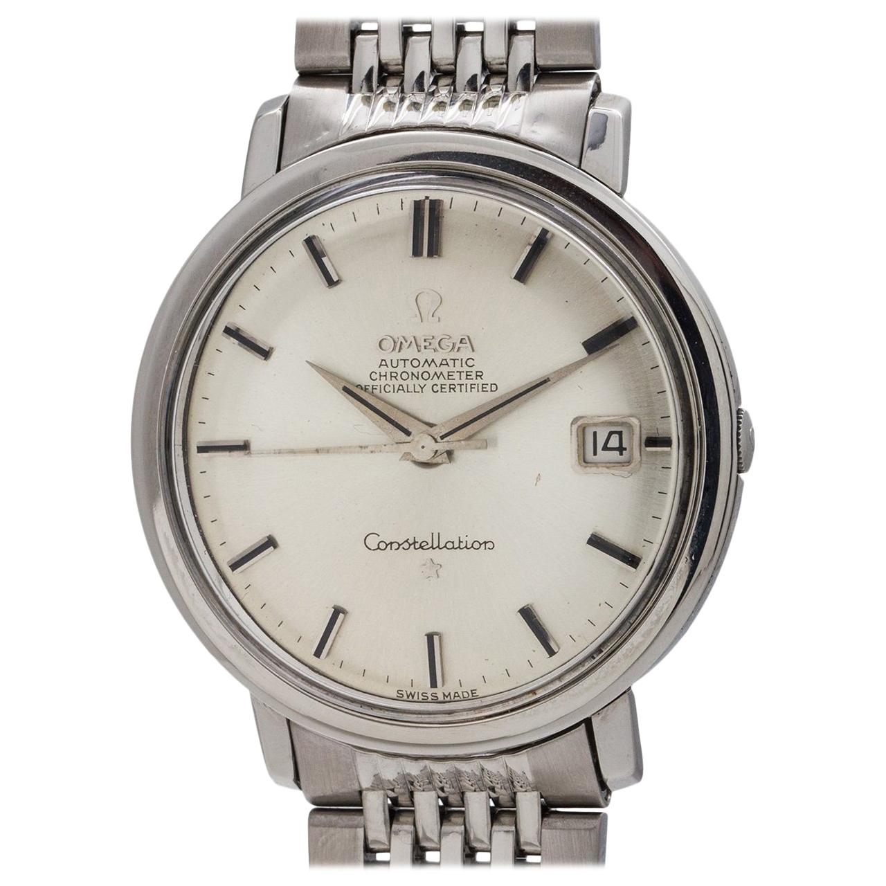 Omega Stainless Steel Constellation Automatic Wristwatch Ref 168.000, circa 1963 For Sale