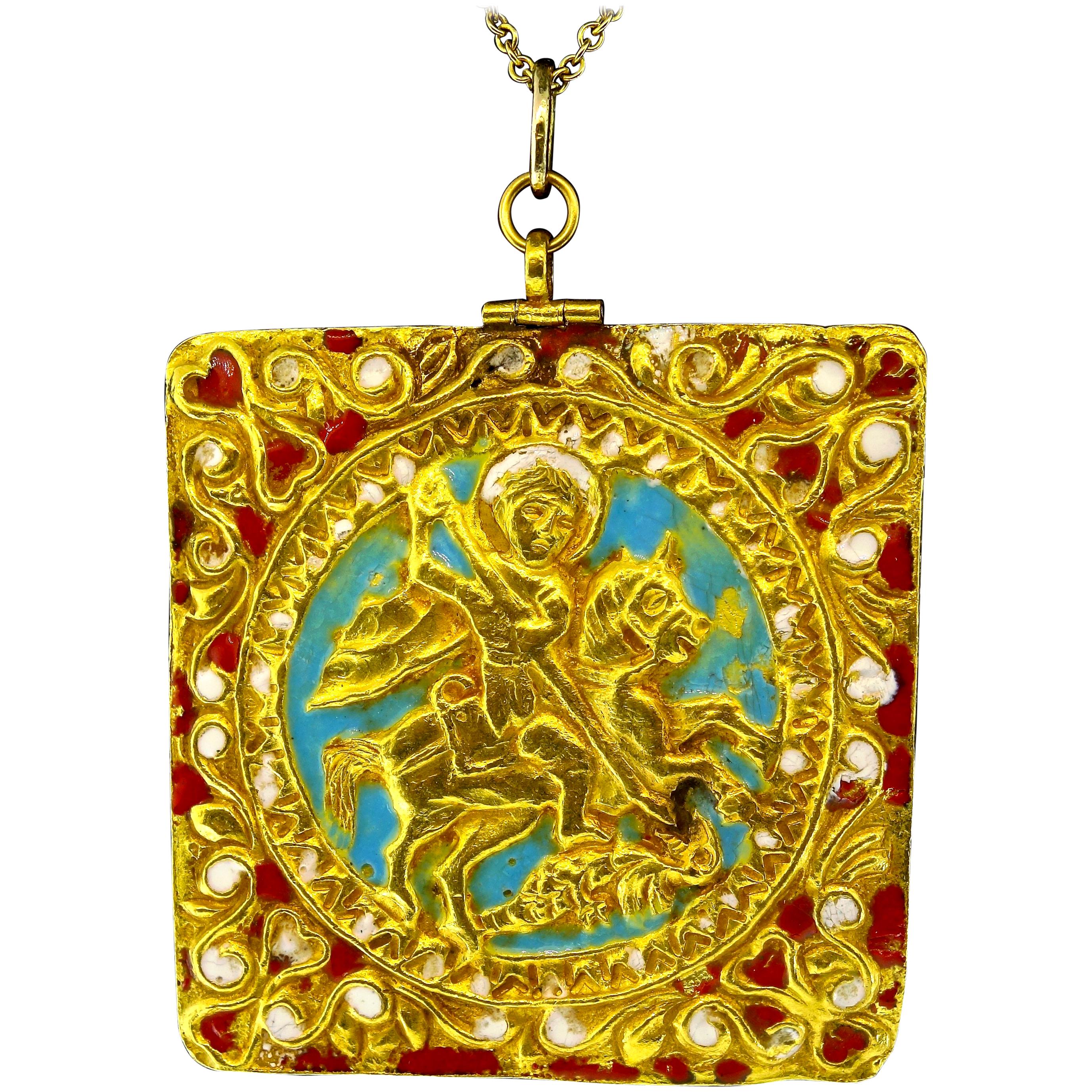 Late 18th-Early 19th Century 18 Karat Gold Enamel Pendant, circa 1790-1800