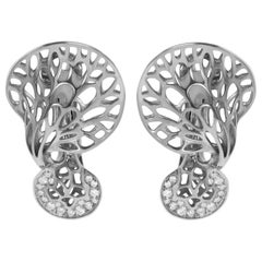 Boucles d'oreilles en forme de champignon en or blanc 18 carats avec diamants