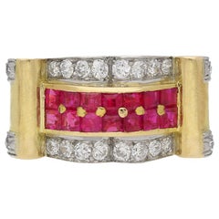 Vintage Boucheron Ruby and Diamond Cocktail Ring, French, circa 1940