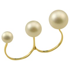 delfina karat delettrez ring gold triple finger pearl multi